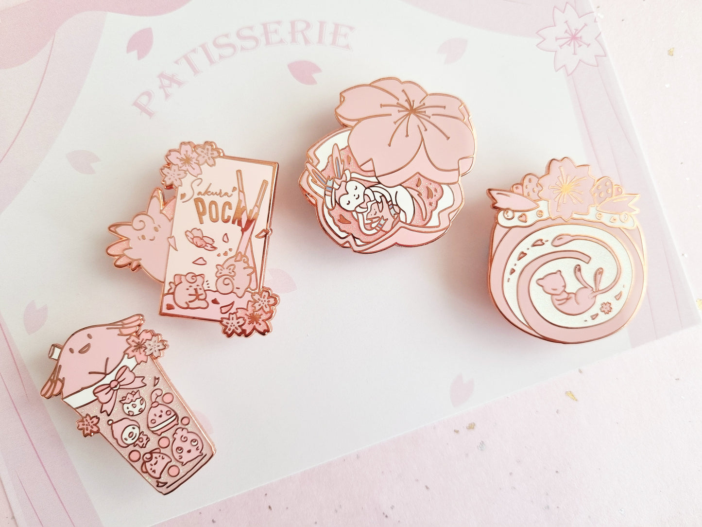 Sakuramon Glitter Rose Gold Plated Hard Enamel Pins