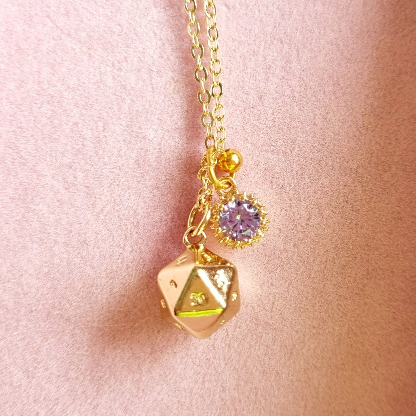 Handmade Gold Dainty D20 Dice Necklace