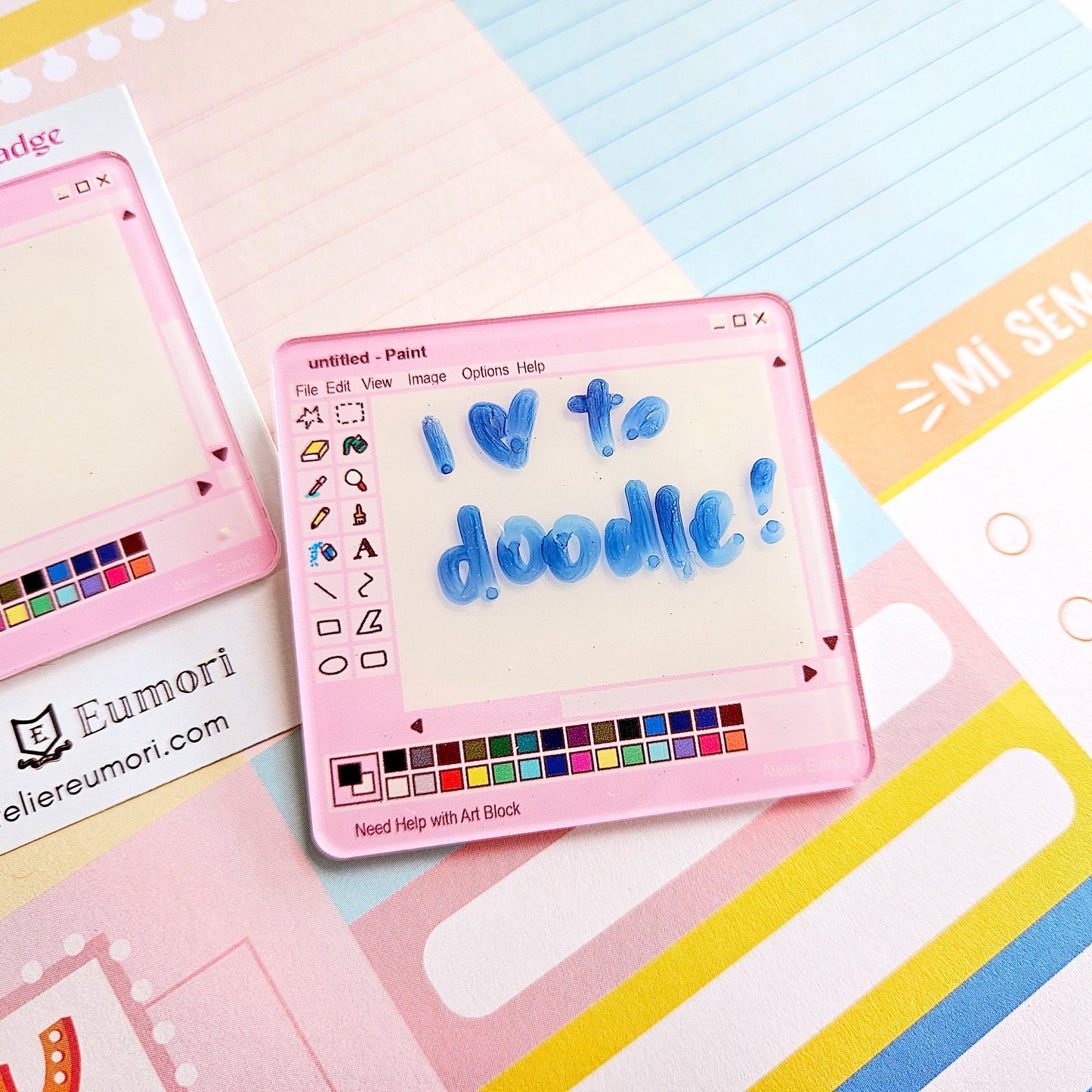 Writable MS Paint Pin Badge | Dry Erase Interactive Acrylic Pin