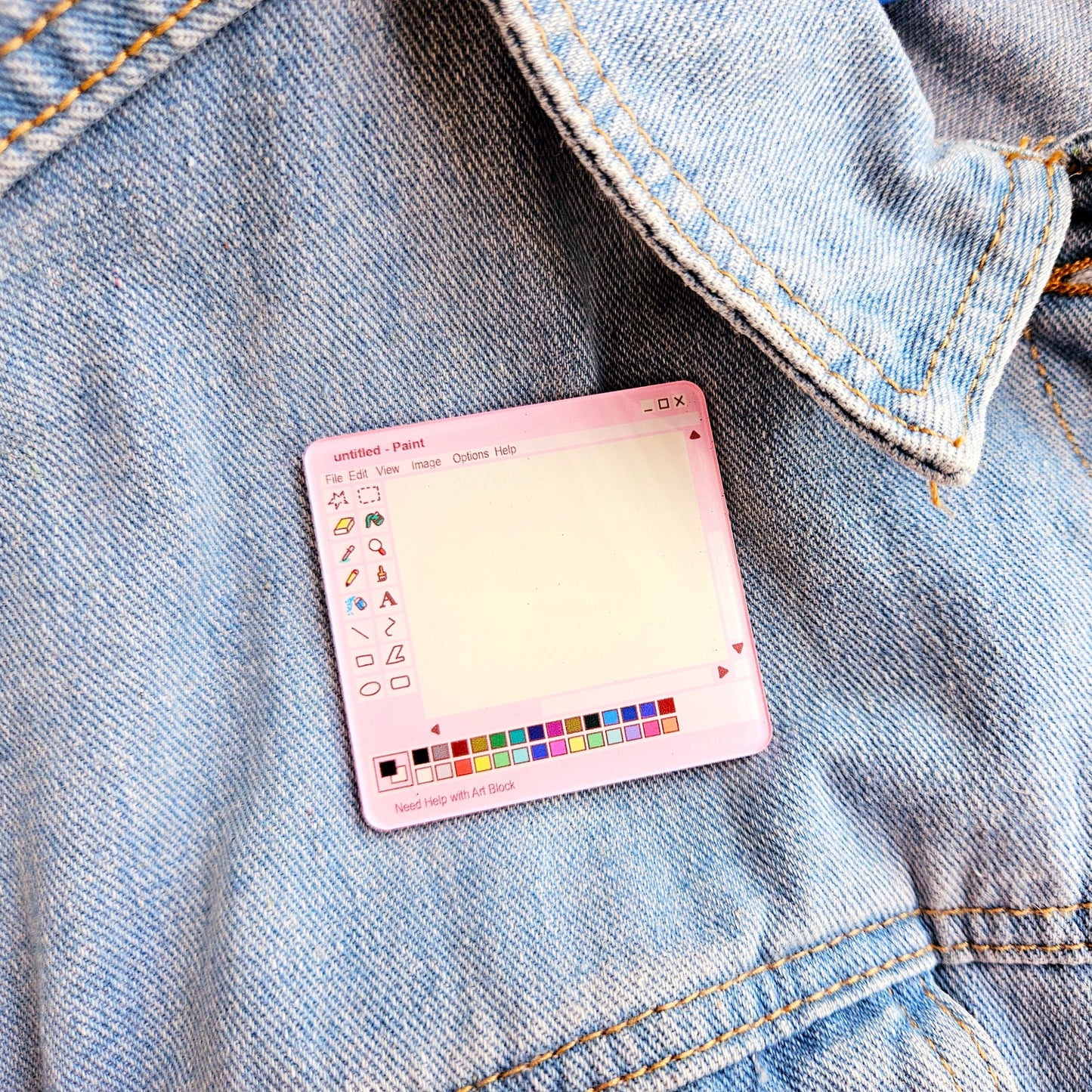 Writable MS Paint Pin Badge | Dry Erase Interactive Acrylic Pin