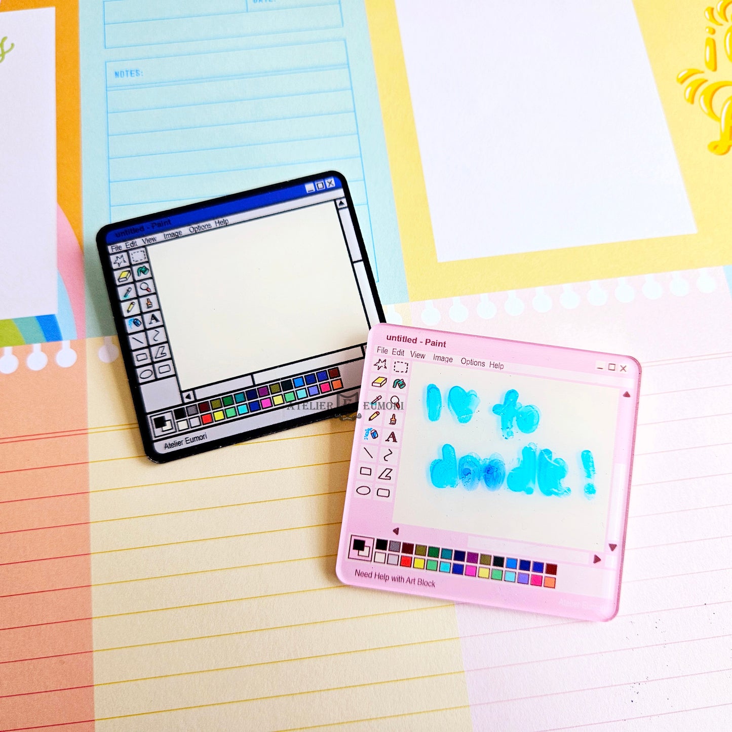 Writable MS Paint Pin Badge | Dry Erase Interactive Acrylic Pin