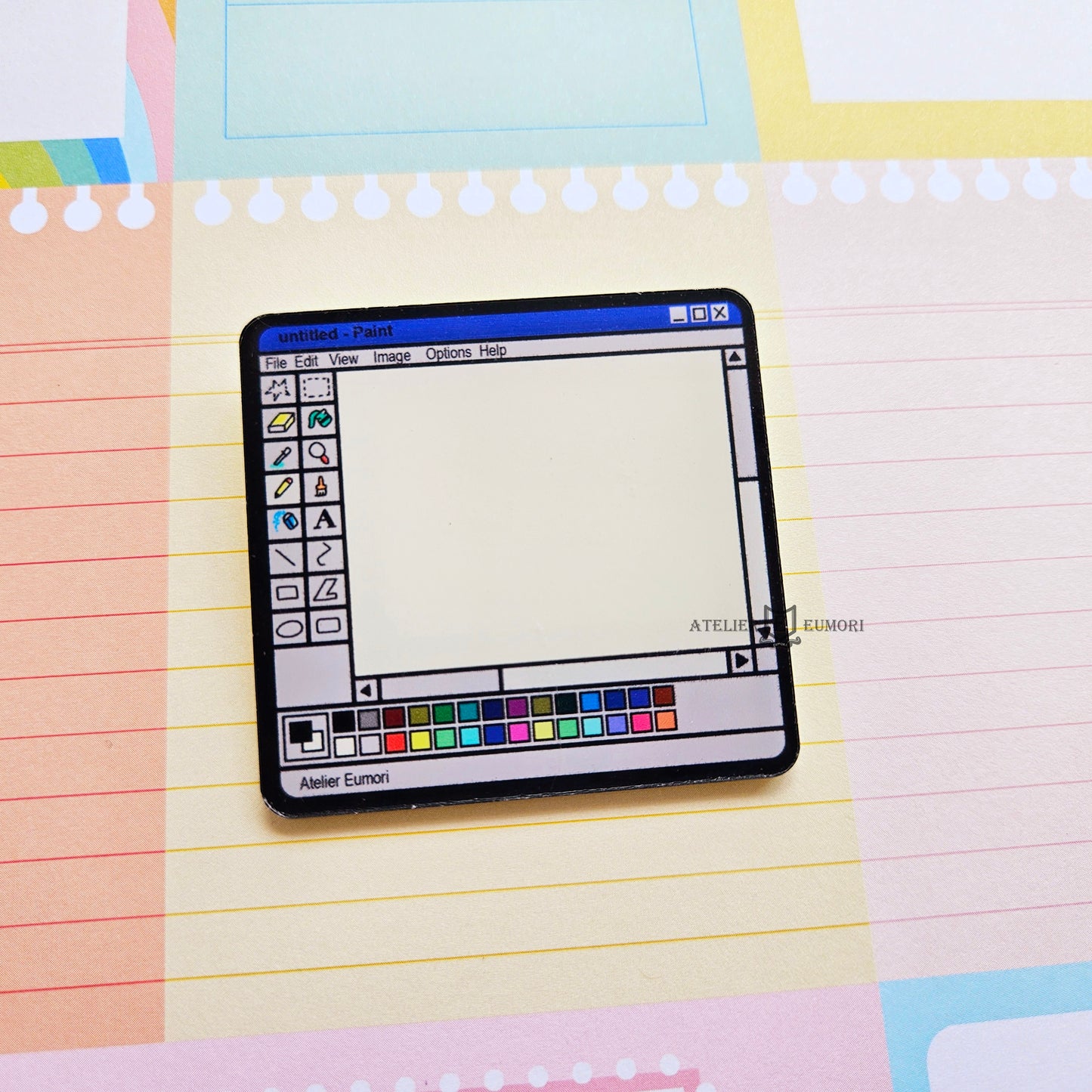 Writable MS Paint Pin Badge | Dry Erase Interactive Acrylic Pin