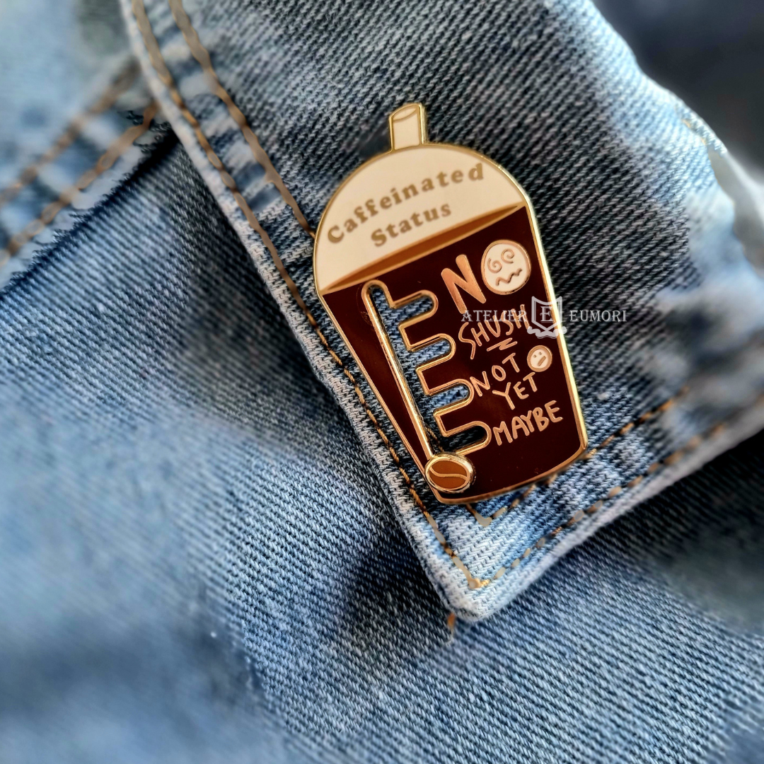 Caffeinated Status Coffee Sliding Enamel Pin