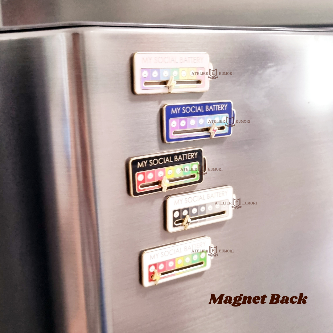 The Original Social Battery Sliding Enamel Pin