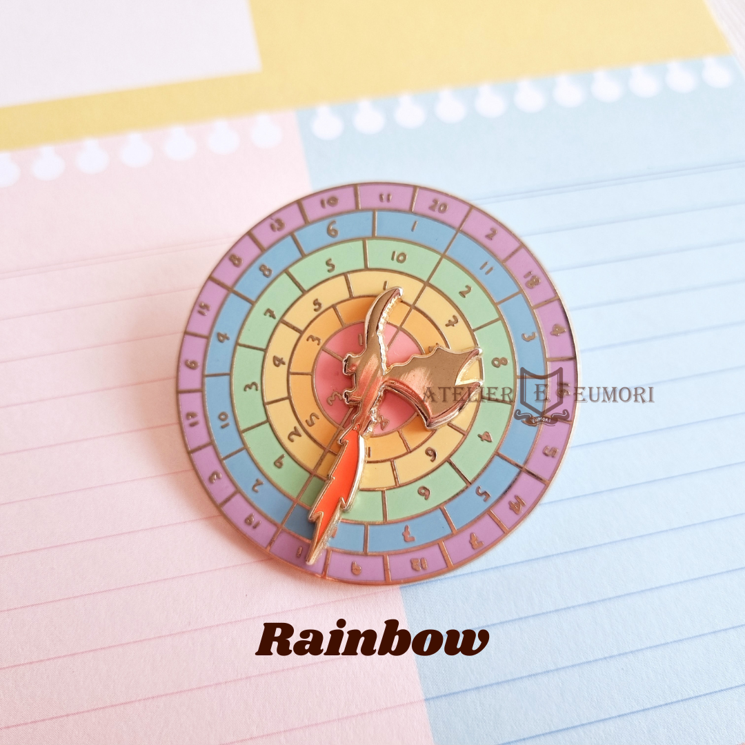 The TTRPG Spinning Dice Enamel Pin