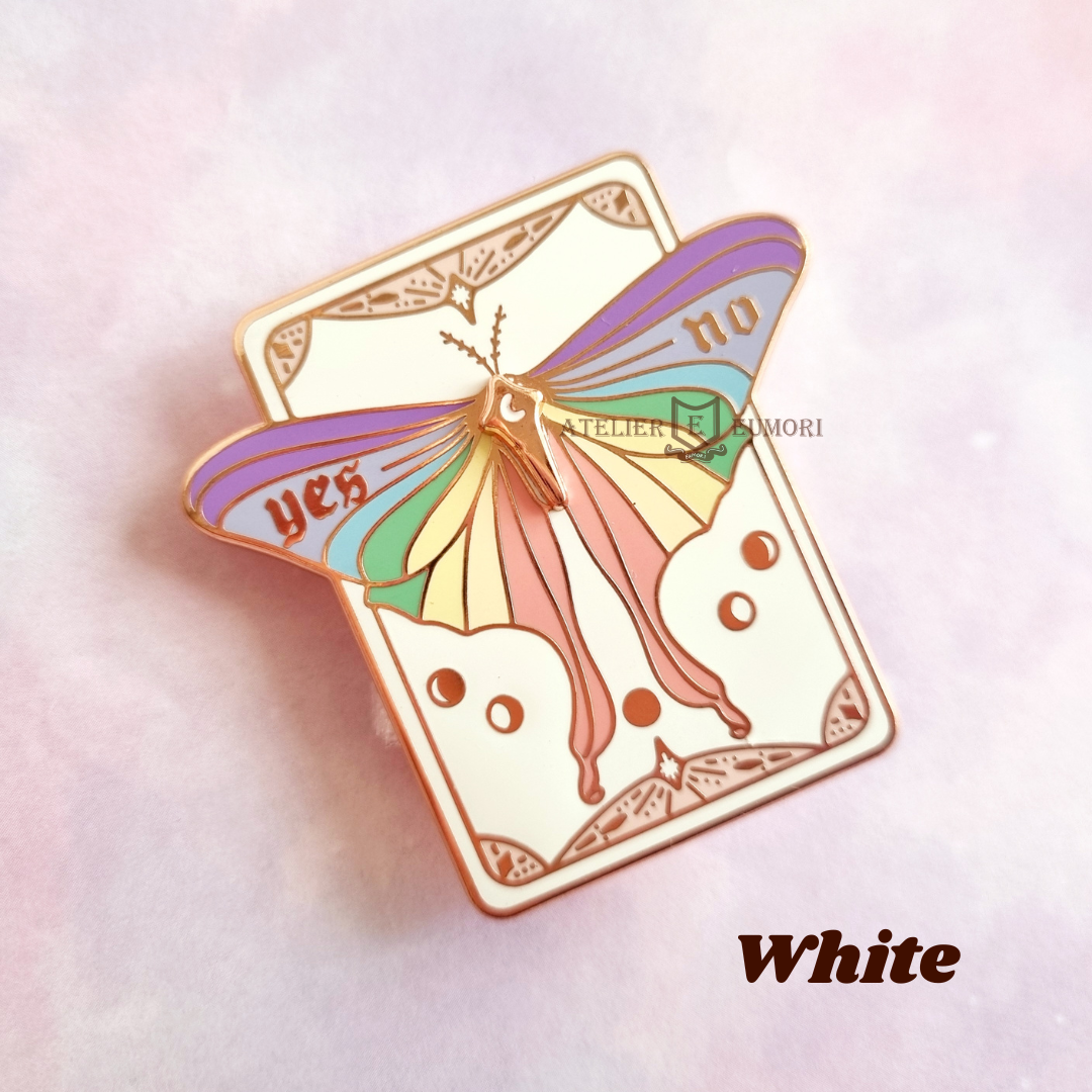 Yes & No Moth Tarot Spinning Enamel Pin