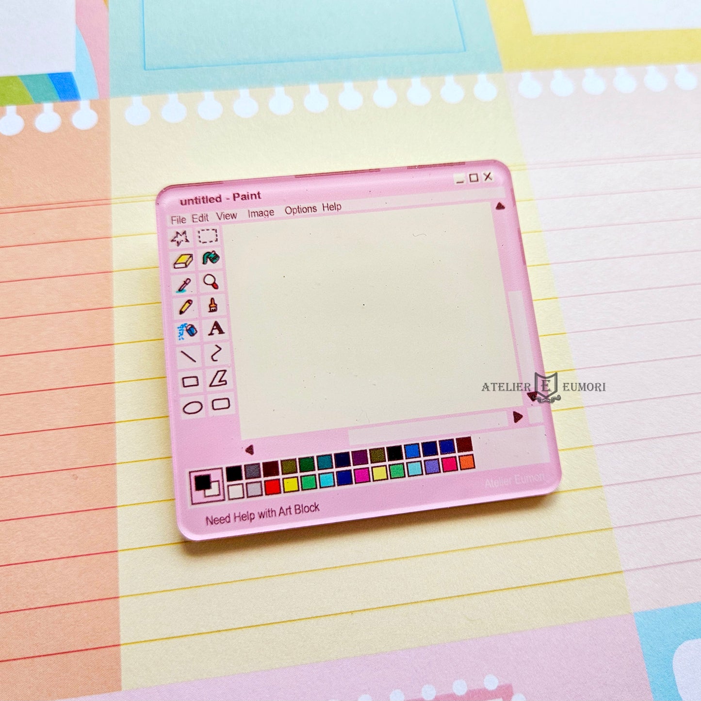 Writable MS Paint Pin Badge |  Dry Erase Interactive Acrylic Pin