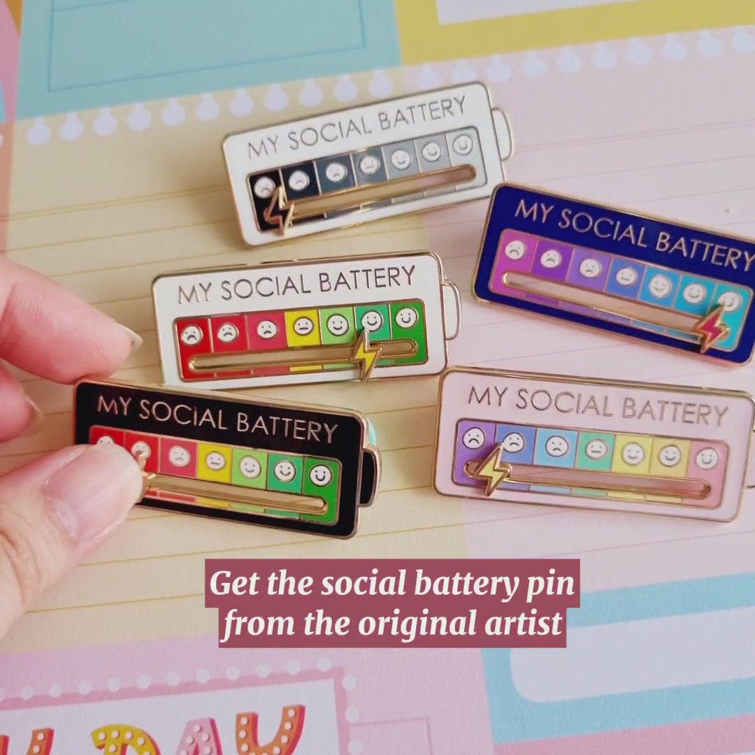 SLINHEWEI Social Battery Pin 2.0-2023 NEW funny pins,enamel pins